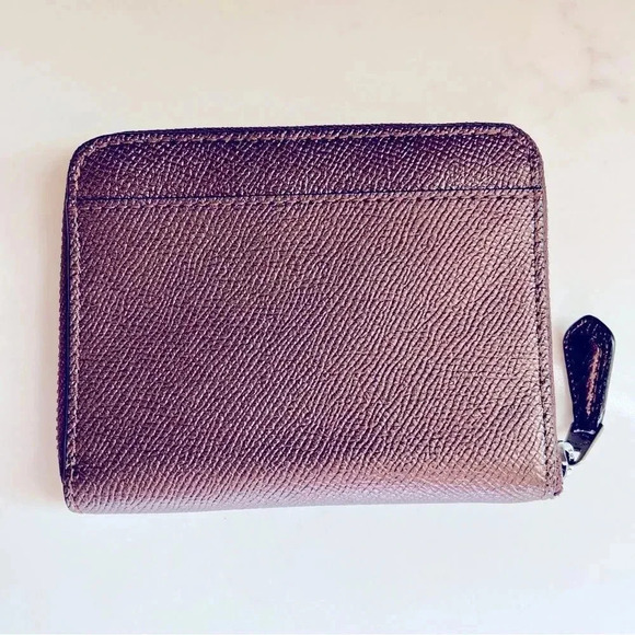 NWOT Coach Metal Cross Grain Leather Small Zip Around Wallet - Picture 3 of 5
